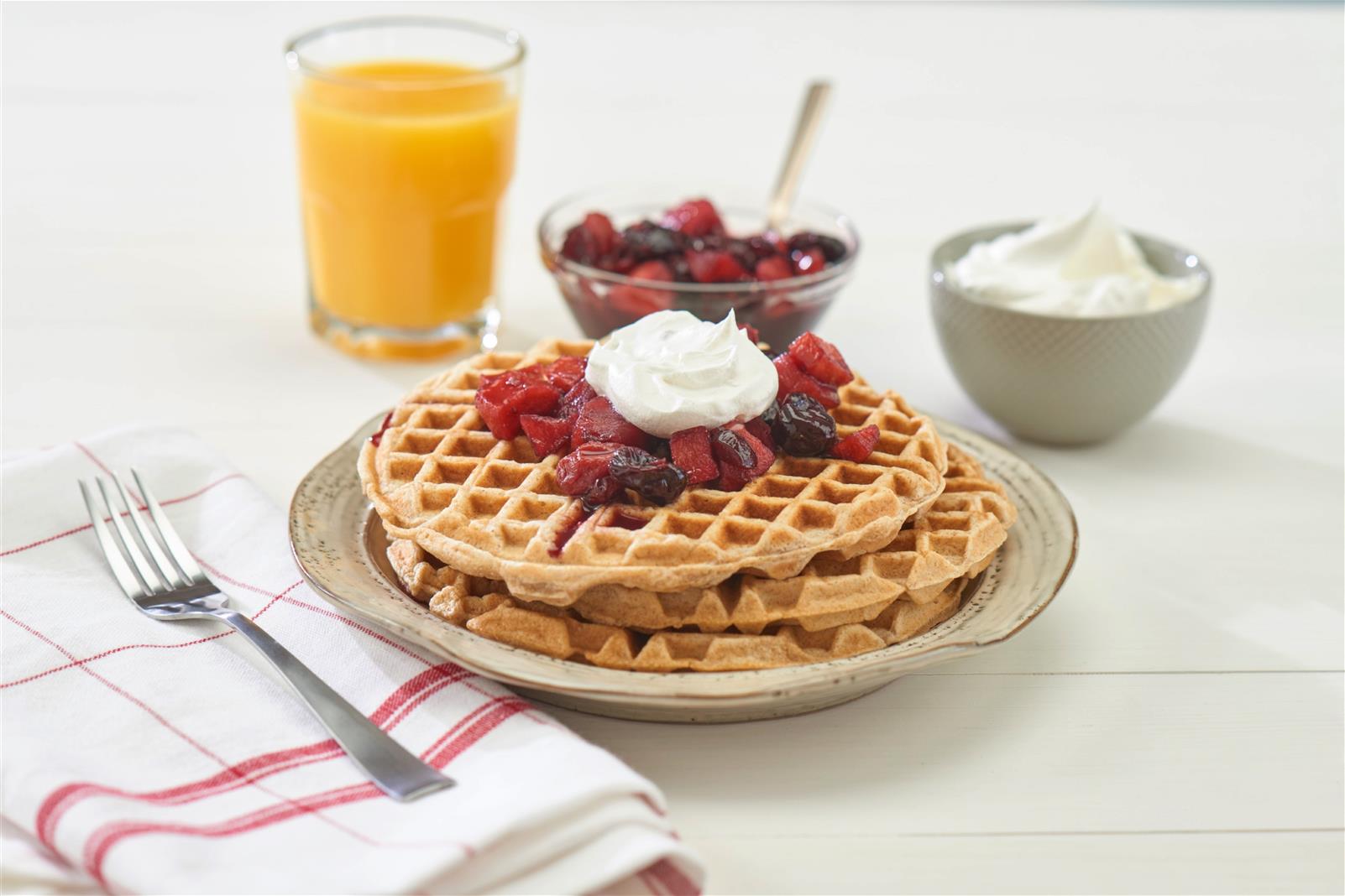 Waffles with Cherry Berry Sauce